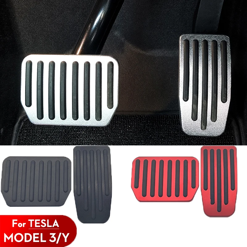 

Car Foot Pedal Pads Covers for 2021-2023 Tesla Model 3 Y Accessories Litchi Grain Anti-slid Aluminum Alloy Accelerator Brake