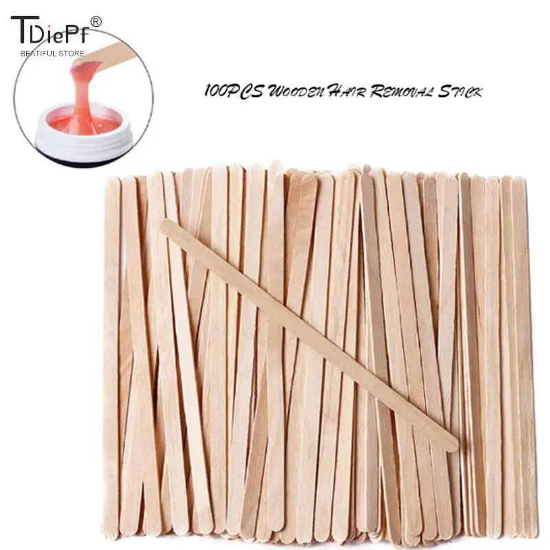 

100PCS Woman Wooden Hair Removal Stick Disposable Depilation Spatula Wax Sticks Wood Face Eyebrows Waxing Spatula Beauty Tool