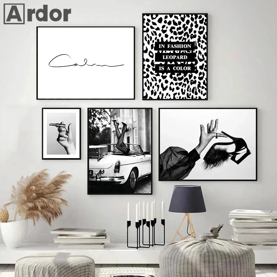 

Modern Fashion Sexy Women Wall Art Poster Lipstick High-heeled Shoes Art Print Quotes Canvas Painting Pictures Living Room Decor