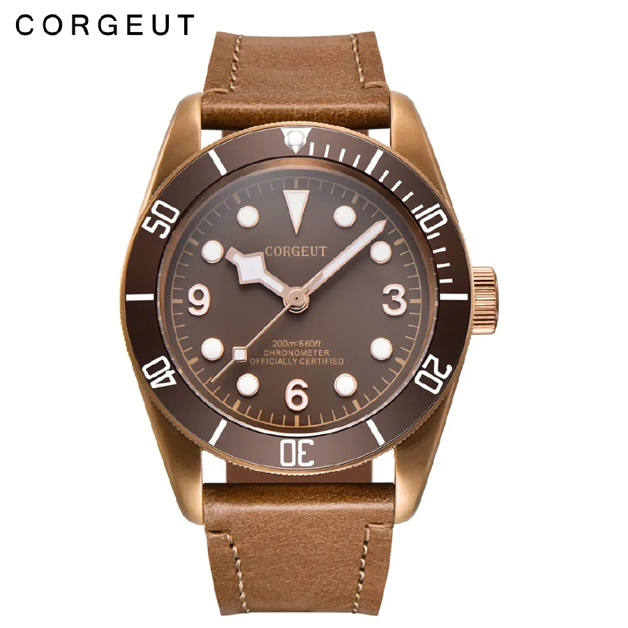 

41mm Corgeut Automatic Men Watch Luxury Top Brand Sport Sapphire Glass Sterile Coffee Dial PVD Mechanical Male Clock Japan NH35