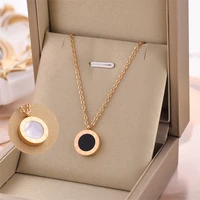 roman numeral pendant stainless steel necklace for women trendy ins choker neck man chain simple necklaces punk jewelry 2022