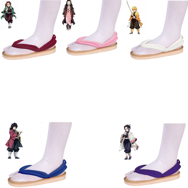 Anime Demon Slayers Cosplay Shoes Kimetsu No Yaiba Kamado Tanjirou Clogs Sandals Kamado Nezuko Geta Kochou Shinobu Flip Flops