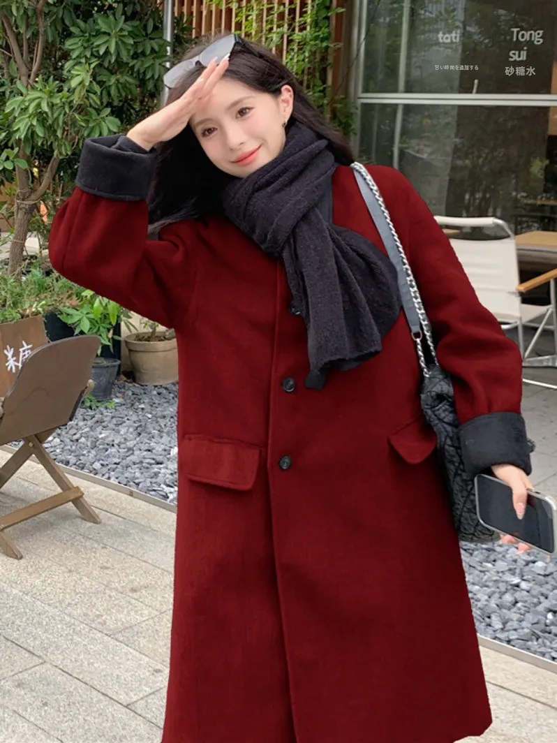 Свободный цветной дафлкот для колледжа женский с ветровыми волосами новинка 2024