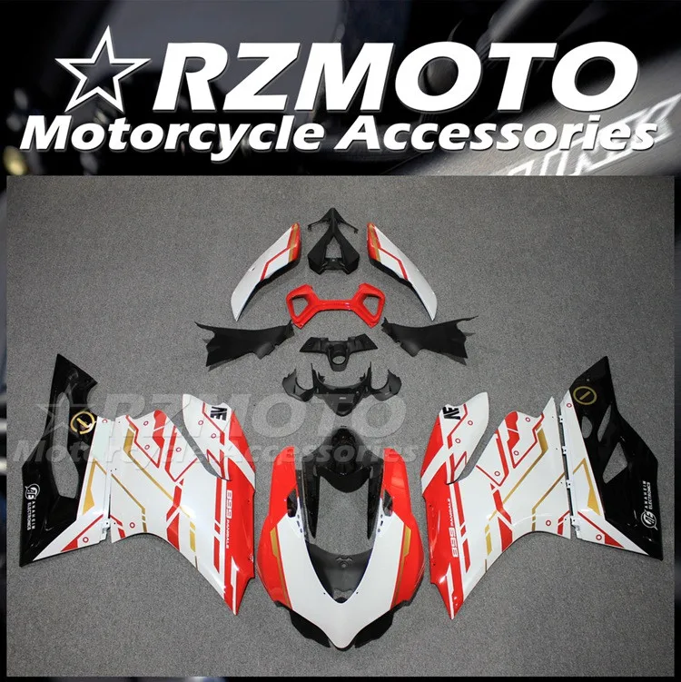 

Motorcycle ABS Full Body Shell Protective Fairing Kit Fit For Ducati 899 1199 Panigale s 2012 2013 2014 12 13 14 Nice Red Golden