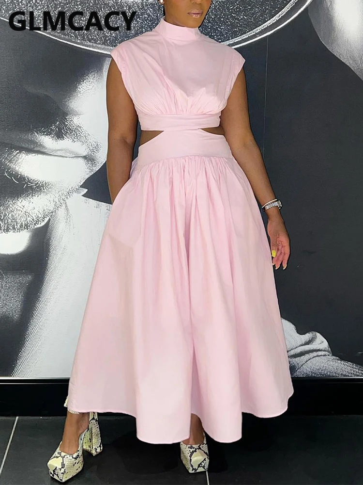 

Women Sleeveless Cut Out Sweet Midi Dress Elegant Evening Party Dress