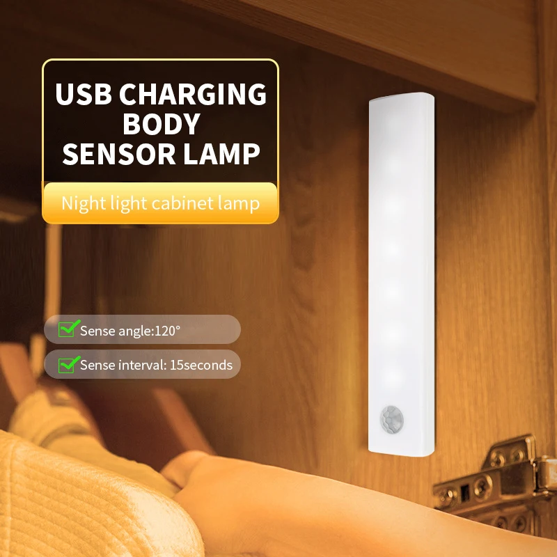 Usb Charging Motion Sensor Closet Light Automatic Light Sensing Aesthetically Pleasing Easy Installation Simple Fashion 10led