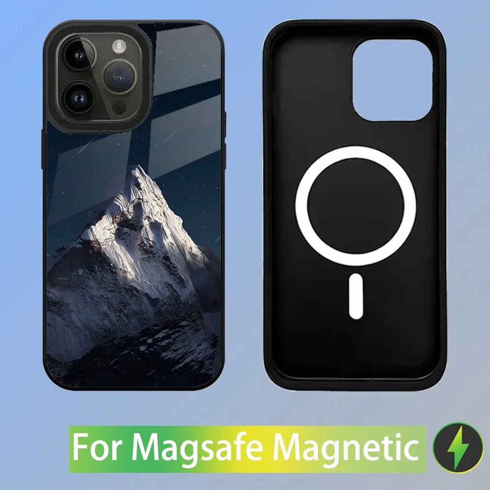 Крутой чехол для телефона Everest Snow Mountain iPhone 16 15 14 13 12 11 Plus Pro Max Mini Magsafe с магнитной
