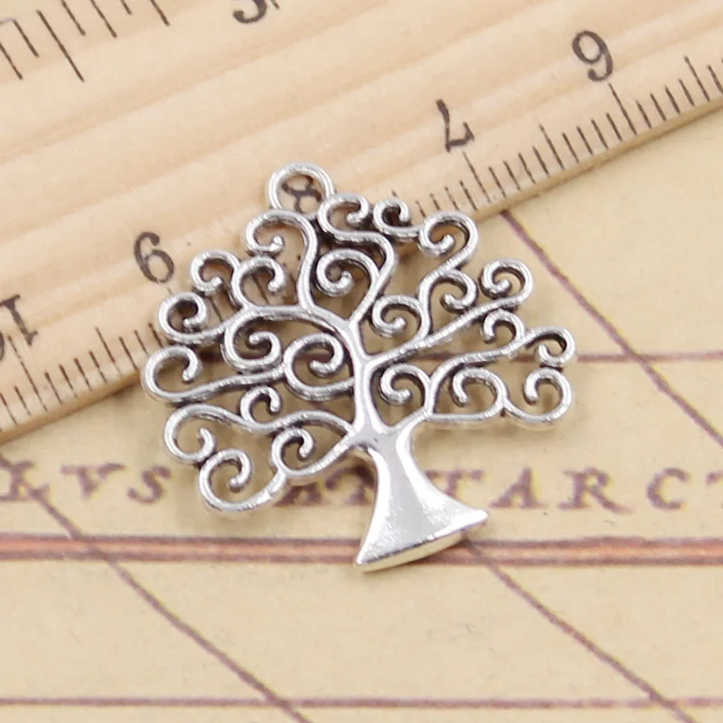 

10pcs Charms World Peace Life Tree 26x26mm Tibetan Bronze Silver Color Pendants Antique Jewelry Making DIY Handmade Craft