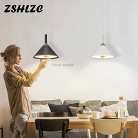 modern simple pendant lights led bedroom blackwhite pendant lamps living room background hanging light with touch function lamp