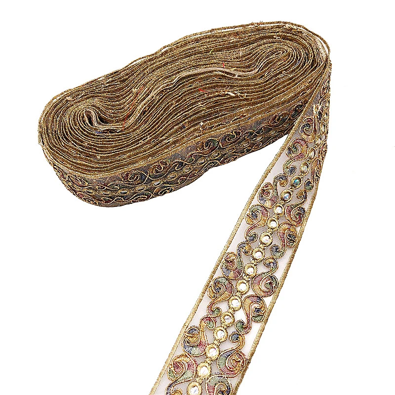 Этническая ветрозащитная сетка шириной 4 5 см вышивка блестки кружево ручной