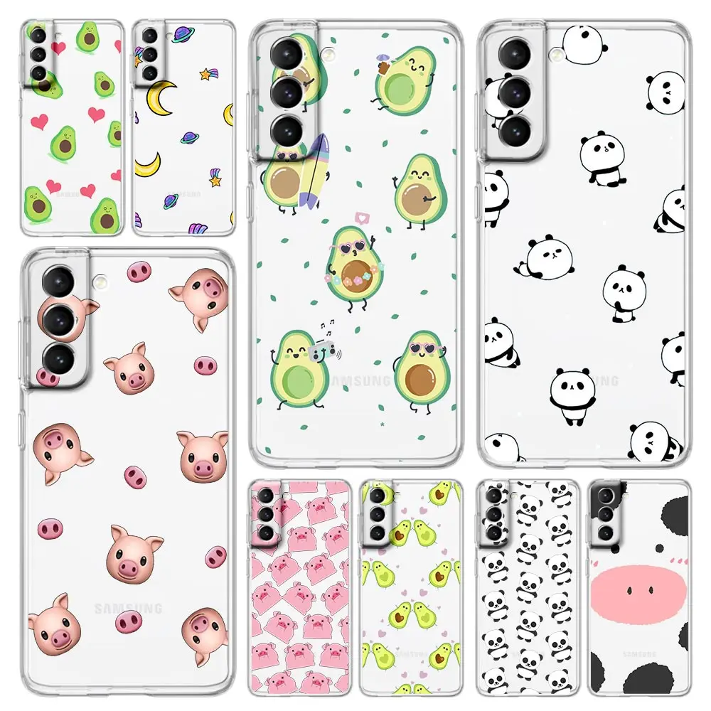 

Cute Pig Panda Avocado Phone Case For Samsung Galaxy S20 Ultra S21 FE 5G S10E S9 S8 S10 Plus Note 20 10 Lite M31 M22 M32 Cover