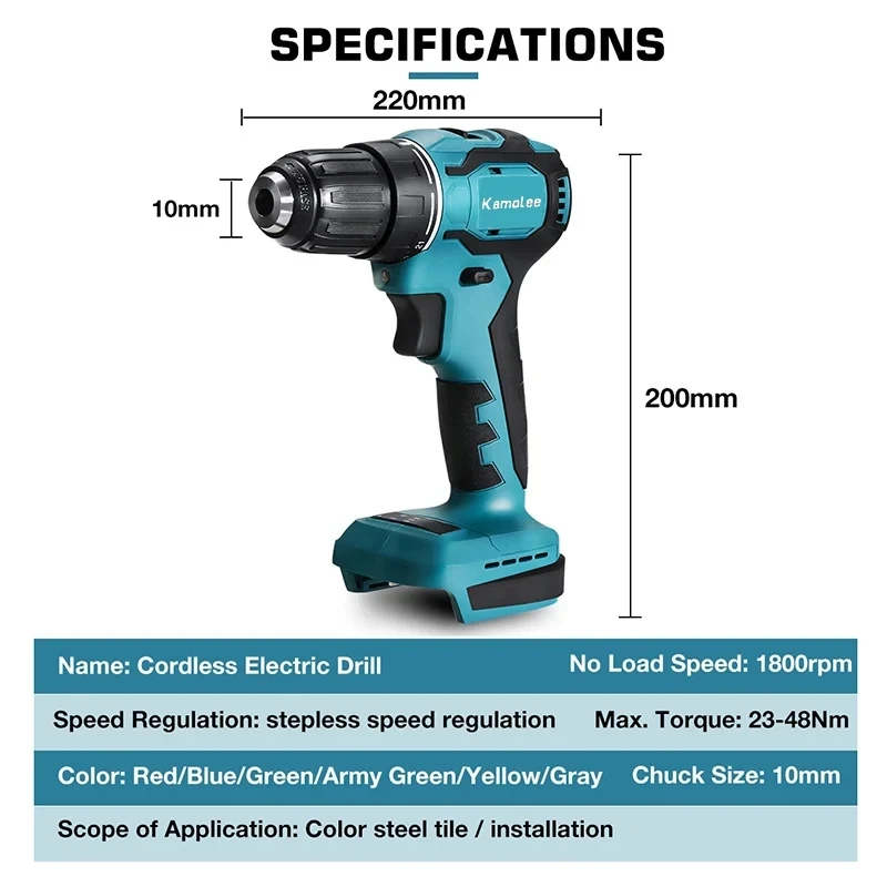 Бесщеточная электрическая Ударная дрель Kamolee 10 мм аккумуляторная отвертка