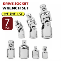 7pcs universal joint impact socket adapter set 14 38 12 drive socket bit silver workshop equipment hand tools