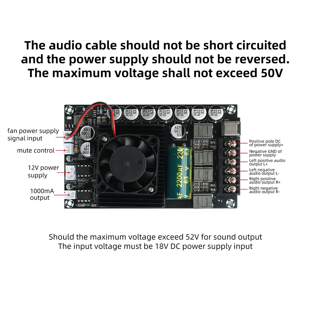 Фото DC18-55V TPA3255 HIFI цифровой усилетель модуль двухканальный 300W * 2 стерео аудио динамик Нет Bluetooth помешать Чистый звук №4