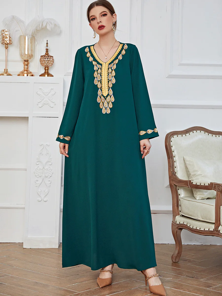 Женское длинное платье, зеленая Абая