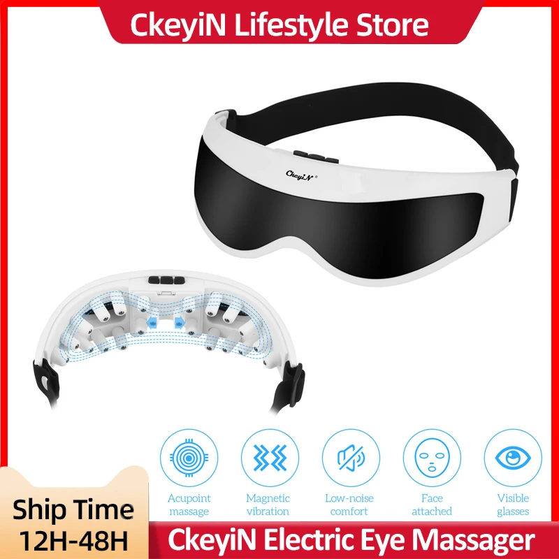 

CkeyiN Electric Eye Massager Eyes Care Relax Vibration Device Alleviate Acupressure Cordless Corded Magnetic Therapy 9 Modes
