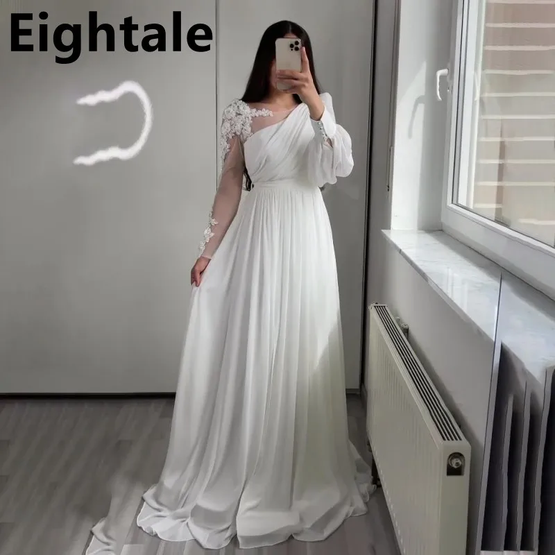 Женское Роскошное дизайнерское вечернее платье белое шифоновое ТРАПЕЦИЕВИДНОЕ