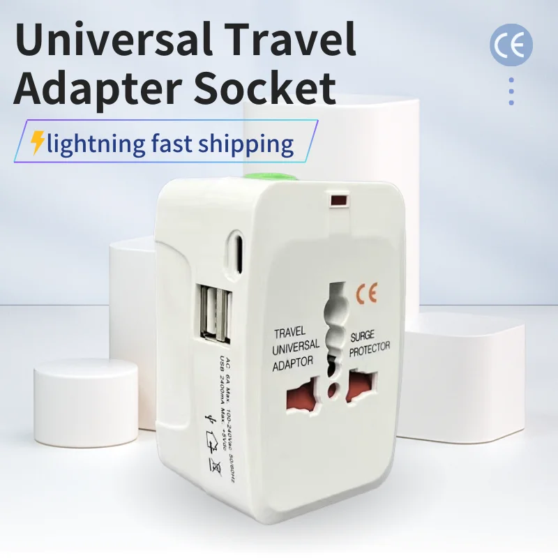 Универсальный дорожный адаптер Type-C многофункциональный портативный с двумя