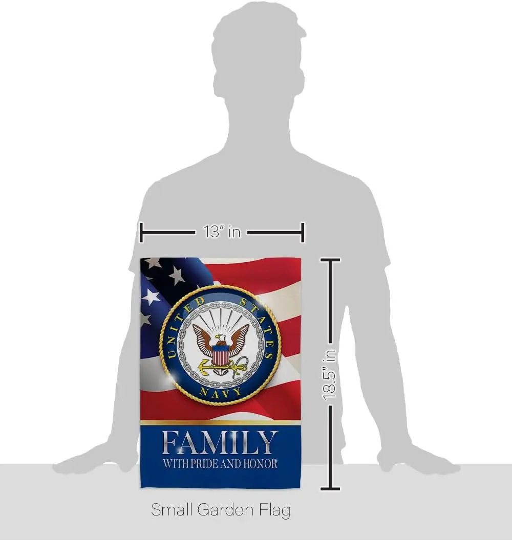 US Navy Family Garden Flag - Armed Forces USN Seabee United State American Military Veteran Retire Official House Decoration S