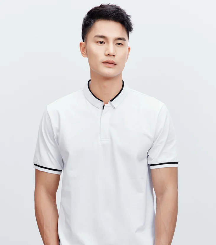 

W2510- New men's T-shirt round neck patch cloth splicing men's short sleeve.