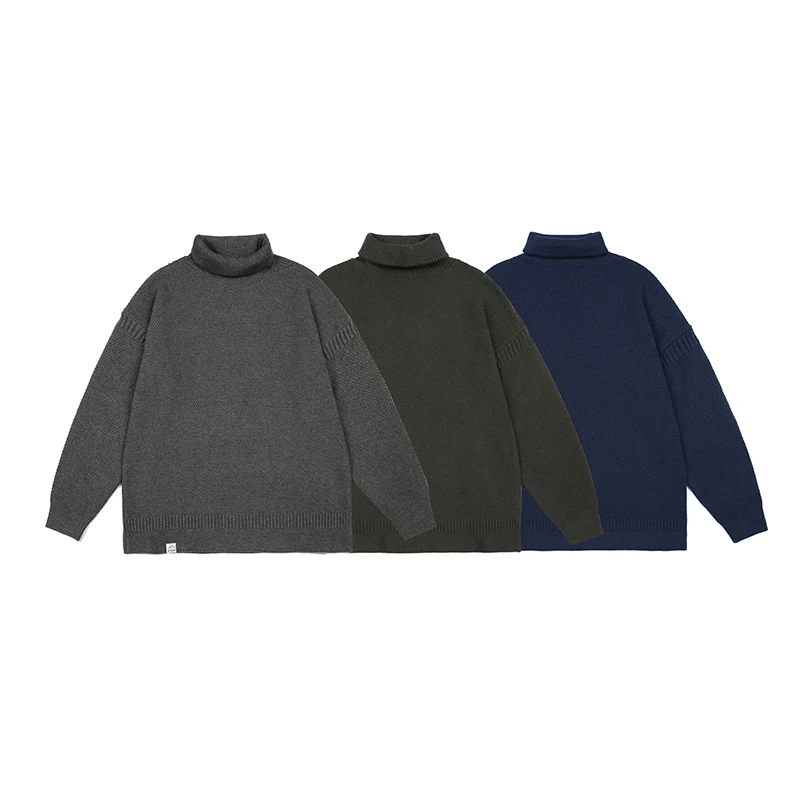 

Оригинальный японский высококачественный мужской свитер с высоким воротником однотонный пуловер свитер