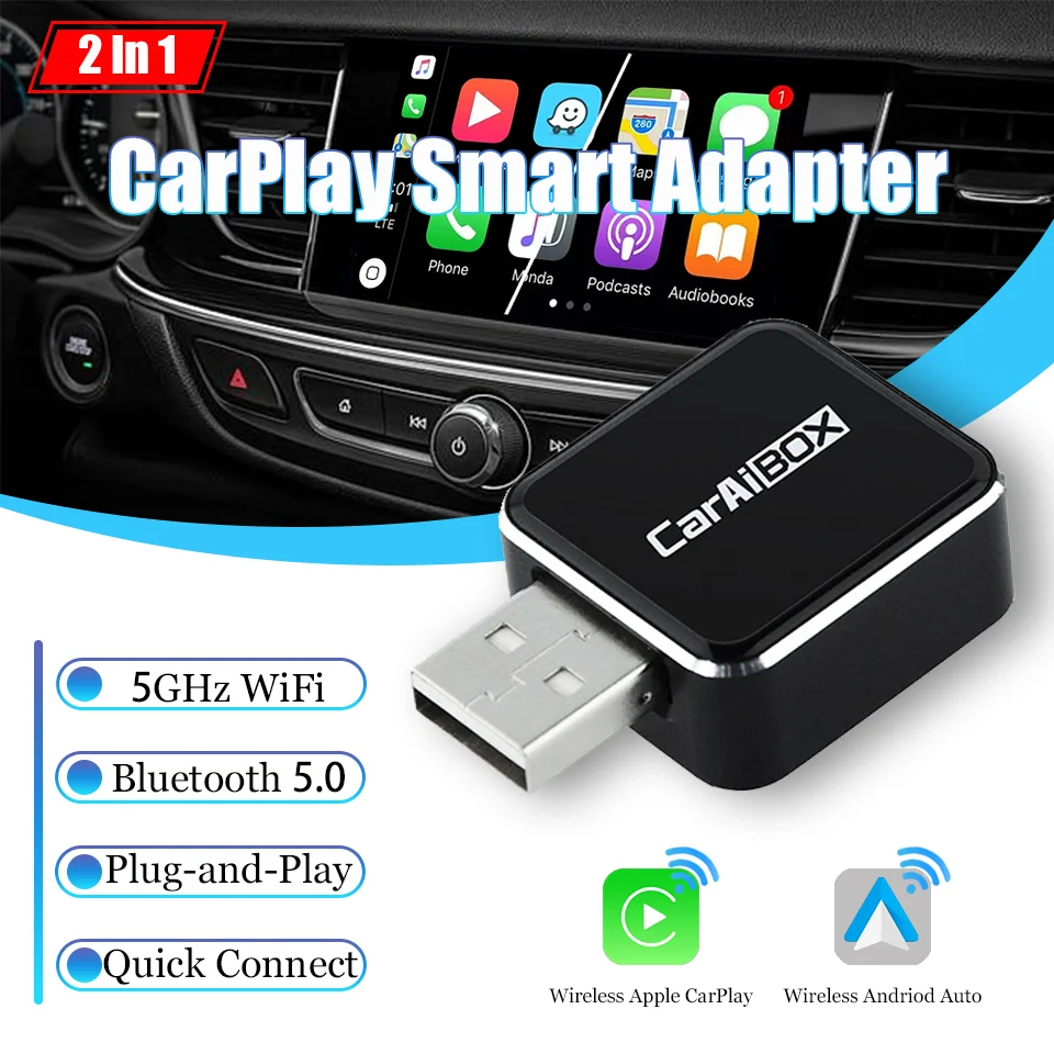 Новый мини-беспроводной Android-адаптер с проводом к беспроводному Apple CarPlay умная