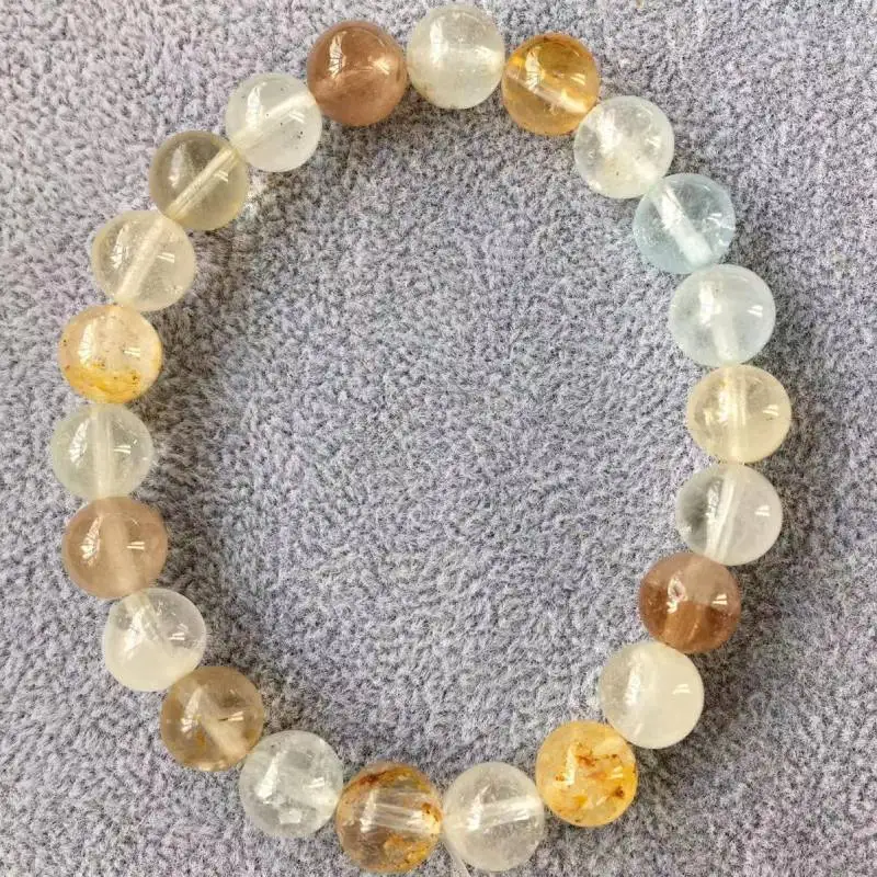 

(Браслет 8 1 как на фото Φ 22-23beads 100% натуральный красочный Топаз браслет с бусинами AKAC