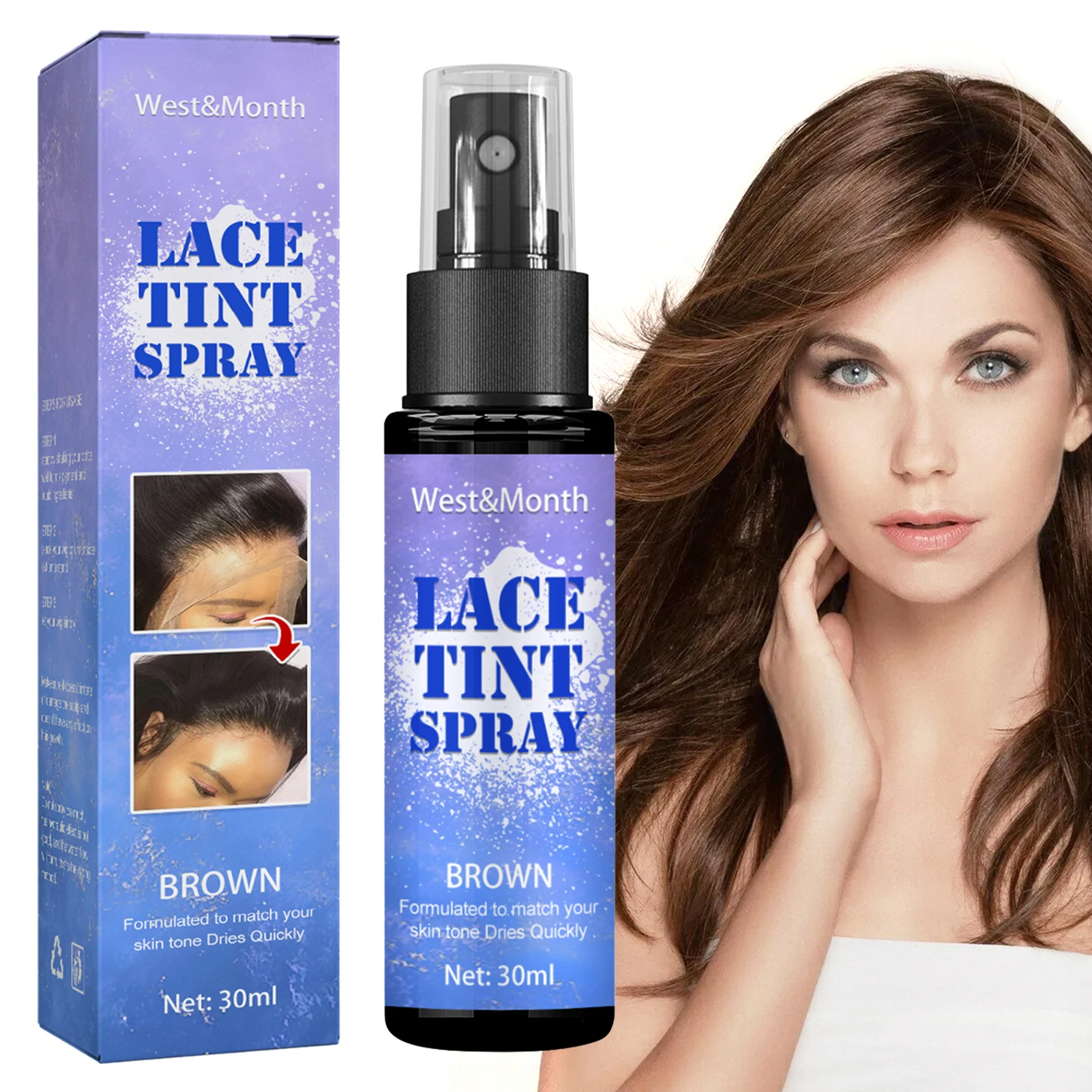 

30ml Lace Tint Spray Hair Concealer Spray for Wigs Natural Lace Tint Mousse Strong Natural Finishing Even Spray