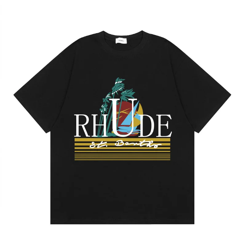 

23SS Rhude rhude Set sail Print T-shirt Women Men 1：1 High Quality Oversized T Shirt Top Tees Best Quality T Shirts