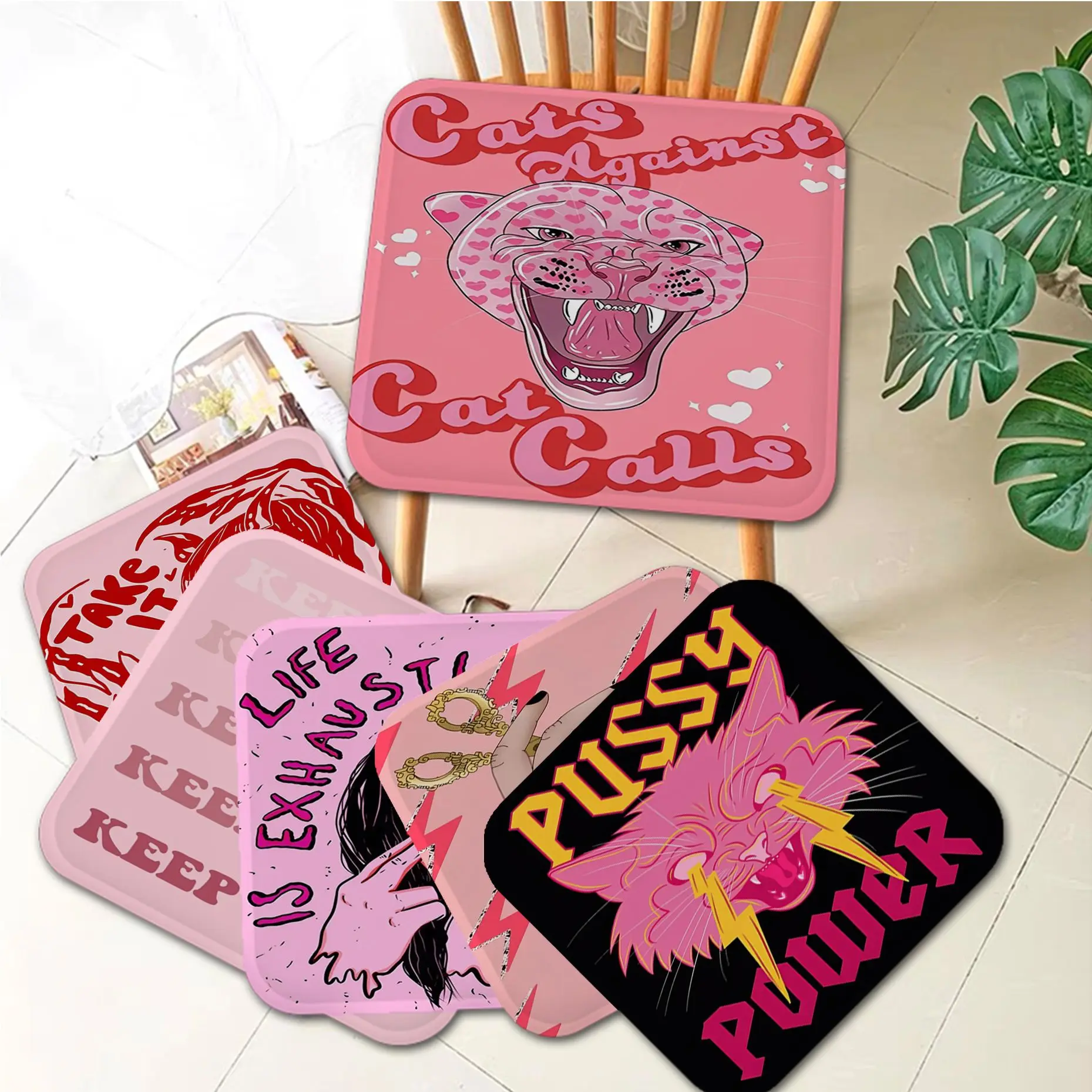 

Креативный коврик для стула Art Pink Girl, мягкая подушка для стула, подушка для обеда, патио, дома, офиса, дома и улицы, подушка для сада