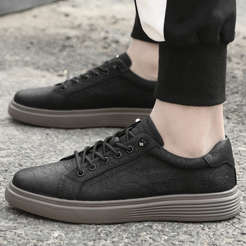 

2023 Genuine Leather Men Sneakers New Arrival Mens Shoes Casual High Quality Skate Shoes Fashion Men Lace-Up Men's Driving Shoes