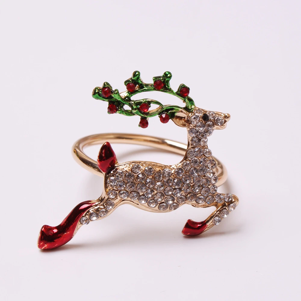 

Metal Christmas color diamond fawn series napkin ring table top decoration for cocktail party wedding banquet holiday party
