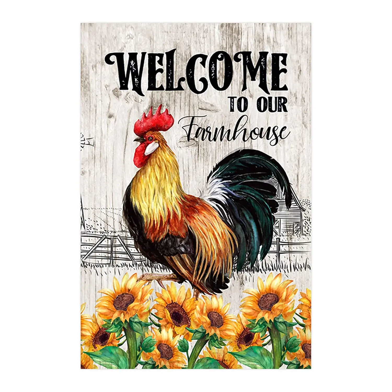

Welcome to Our Farmhouse Decorative Farm Rooster Fall Sunflower Rustic Garden Flag Banner for Outside House Yard Home Decorative