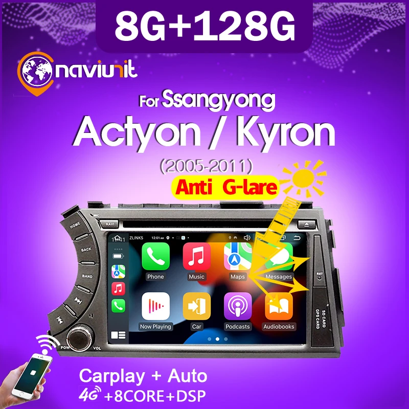 2 din Android 11 автомобильный радиоприемник экран для Ssang yong Ssangyong Actyon Kyron 2005-2011 Carplay