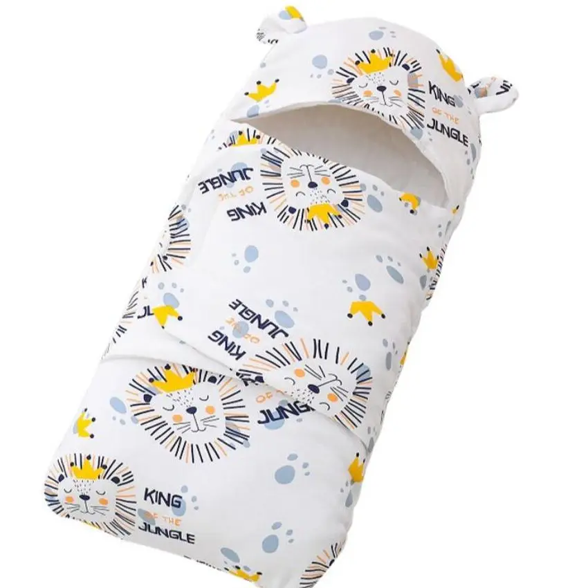 

6-12 Month Newborn Baby Sleeping Bag Boys Girls Kids Anti-Startle Swaddling Baby Wrap Blankets 100% Cotton Cartoon Sleepsack