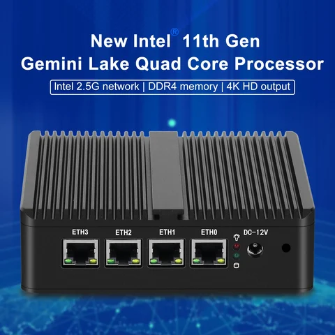 Мини-роутер G30 J4125/N4000 без вентилятора i226 2,5G LAN DDR4 VGA 4K HD VPN сервер pfSense OPNsense брандмауэр