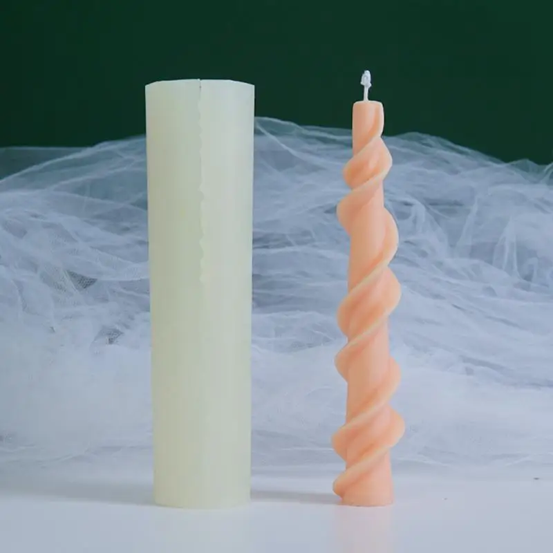 

Irregular Geometric Pillar Swirl Candle Silicone Molds Wave Twirl Taper Spiral Candles Mould DIY Resin Soap Crafts Home Decor