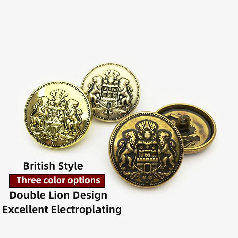 

10pcs British Style Gold Metal Buttons For Clothing Coat Blouse College Garment Fashion DIY Material Sewing Button Accessories