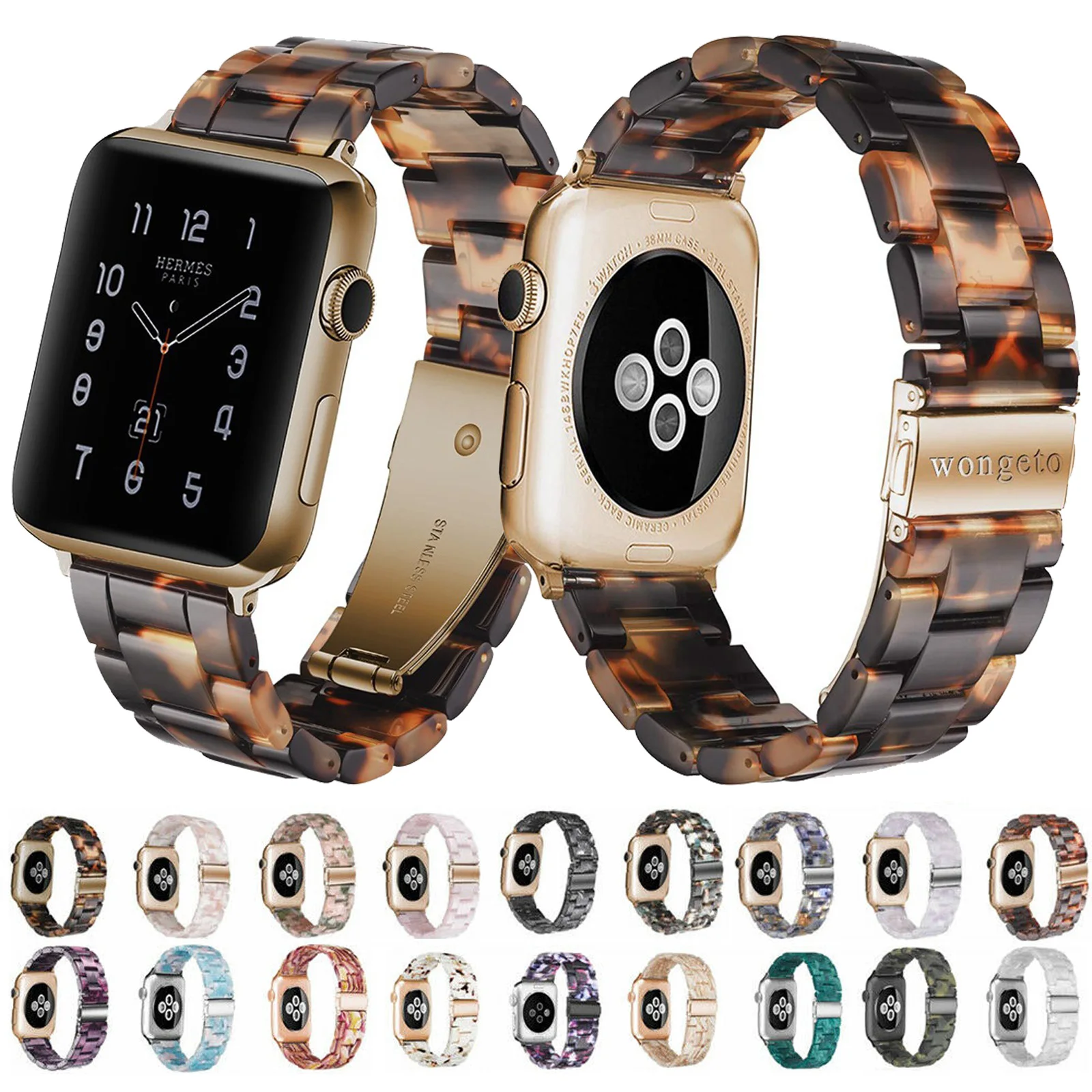 Resin Strap for Apple Watch 6 Band 44mm Wristband Replacement Bracelet for Iwatch Series SE 5 4 3 2 1 40mm 42mm 38mm Watchband
