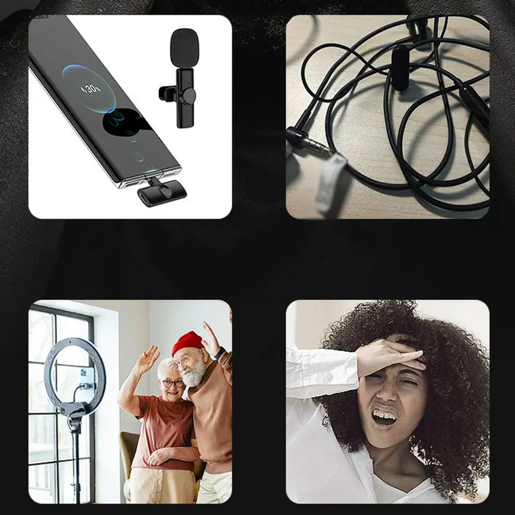 Уличный мобильный беспроводной петличный микрофон для iPhone Android Phone Mini Wireless Mic с