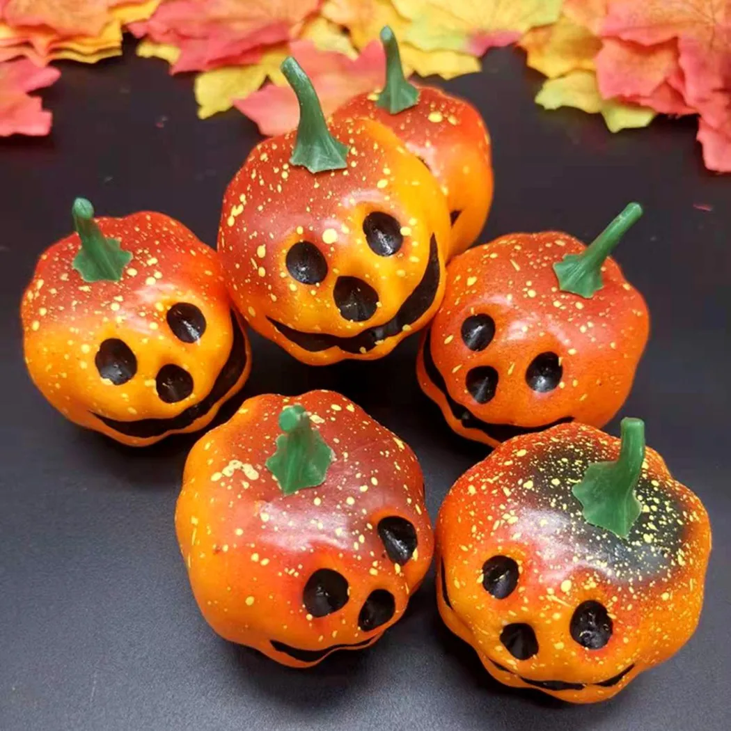 6pcs Artificial Halloween Pumpkins Fake Simulation Vegetabl Happy Halloween Decoration For Home Halloween Props DIY Crafts 7.2cm