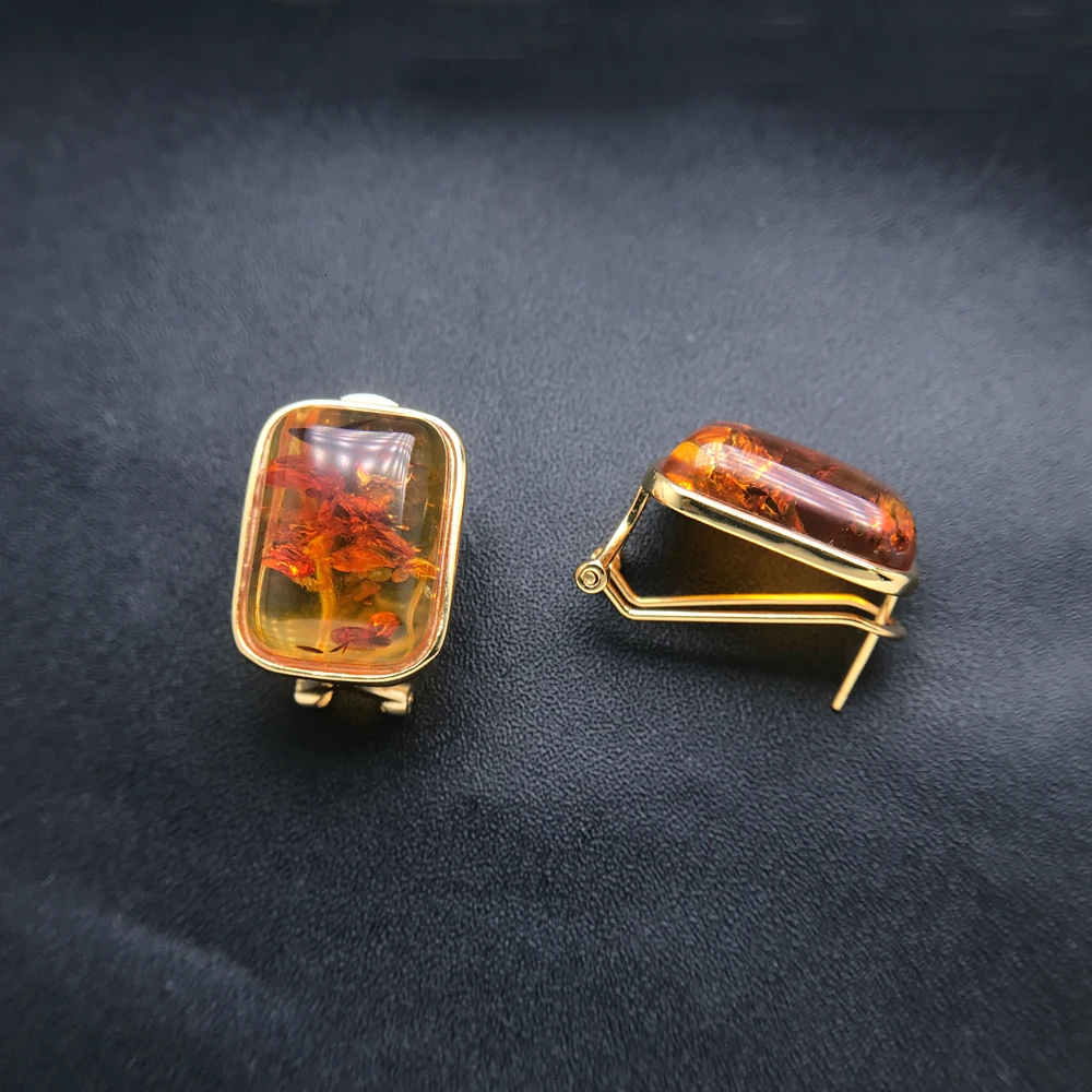 Серьги из серебра 925 с янтарем