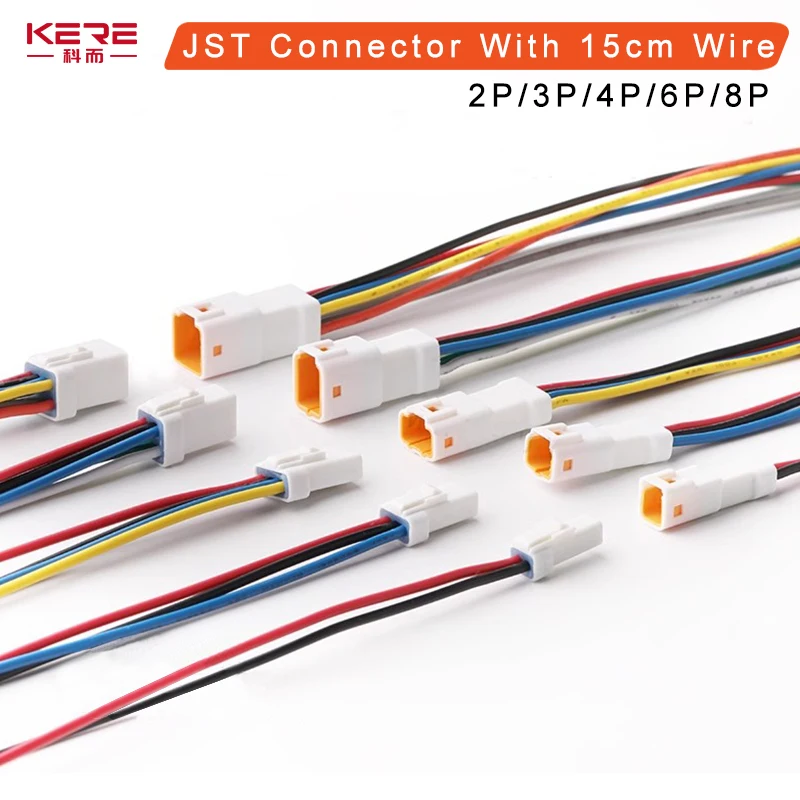 

Автомобильный водонепроницаемый разъем JST, 1 комплект, 2/3/4/0,6 контактов, штекер и гнездо с проводом 15 см, мм, JST02T/02R-JWPF
