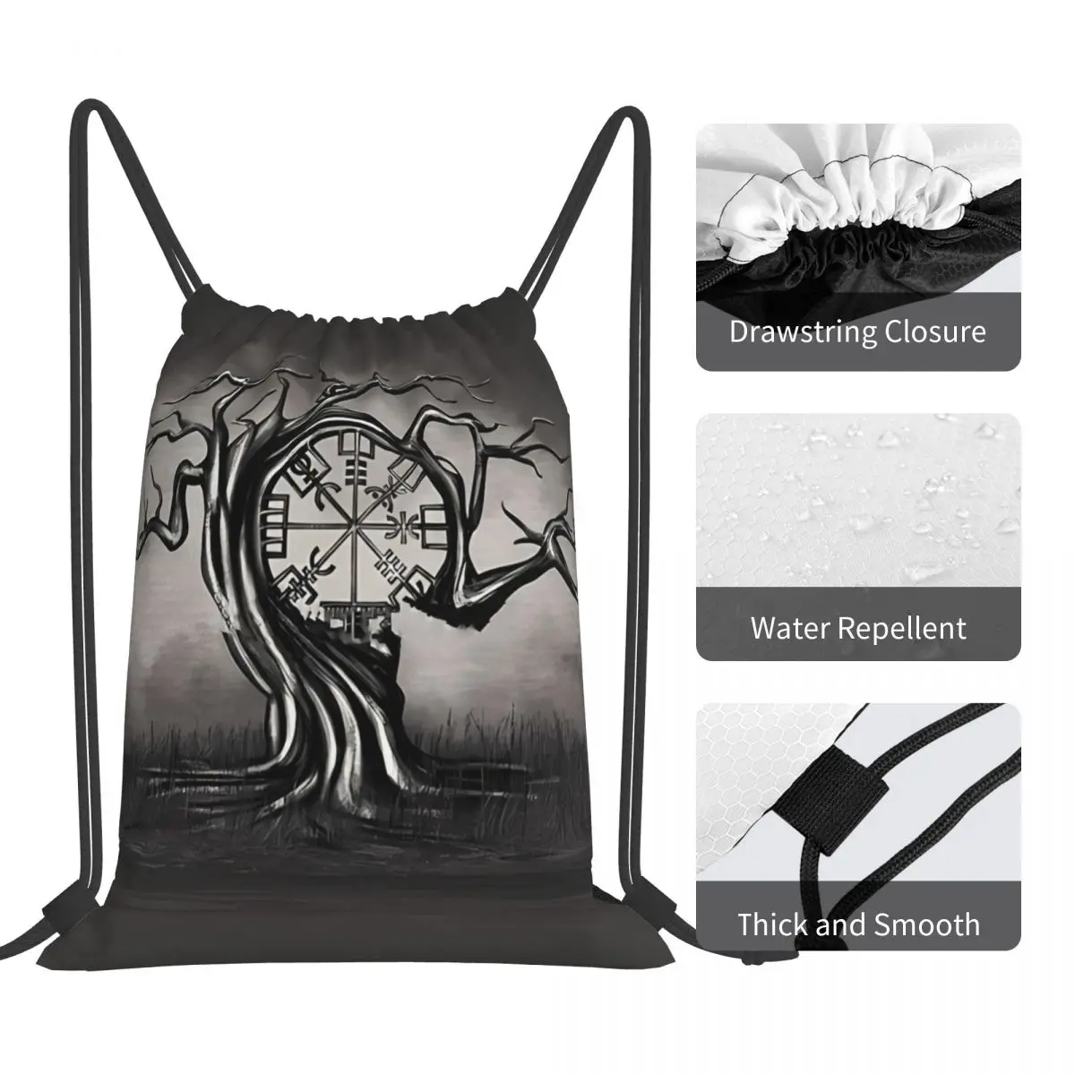 Вегвизир дерево V-образный стиль викингов классные кавайные Сумки на шнурке