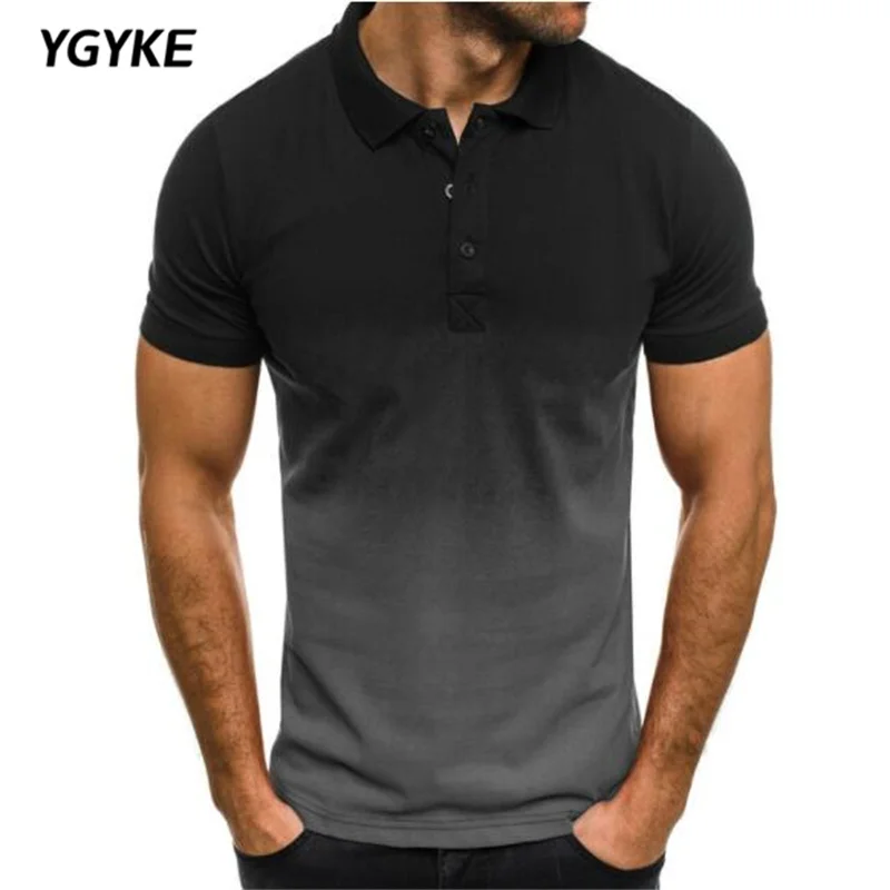 

Men's Polo Shirt Trend Color Matching Gradient New Summer Short-Sleeved Polo Shirt Street Casual Men's Fashion Comfortable Top