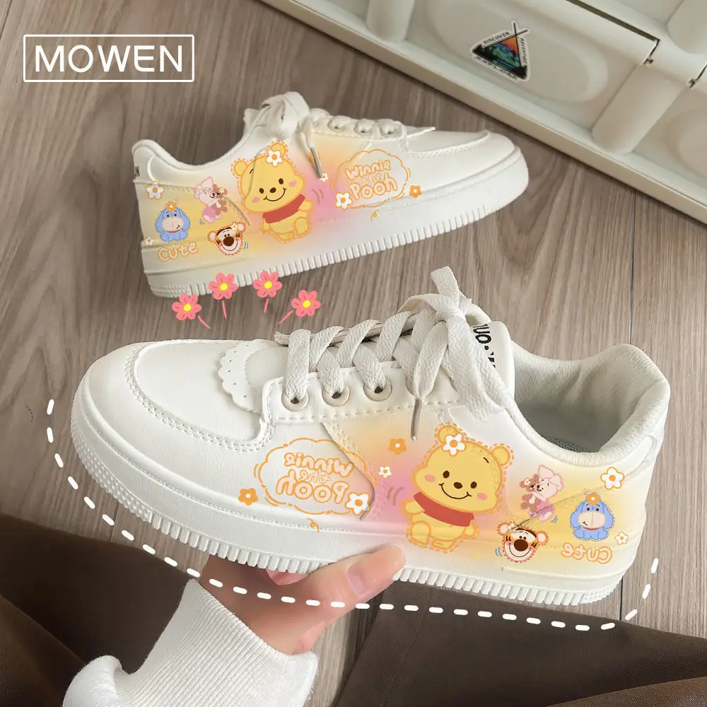 Disney Winnie Pooh Sneakers Casual Flat Women's Shoes Girly Cute Summer Breathable Comfortable Middle School Students Shoes