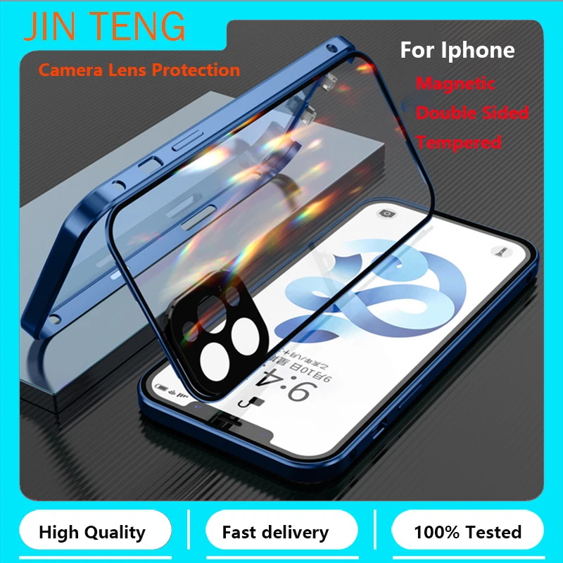 

Magnetic Double Sided Tempered Glass Camera Lens Protection Phone Case For IPhone 13 12 11 8 7 XS XR Max Pro