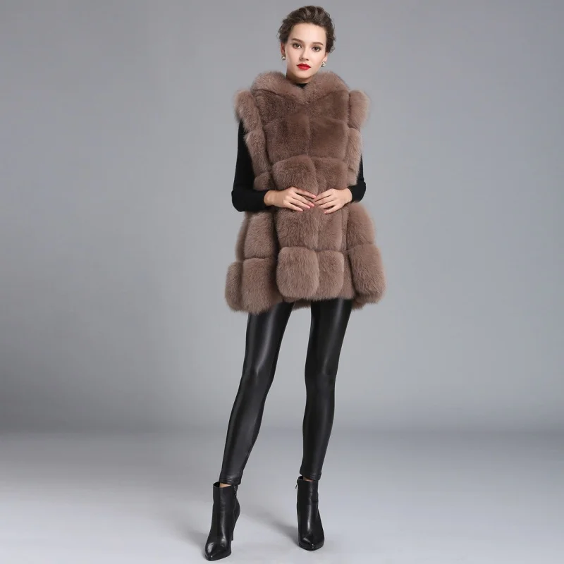 2022 Autumn and Winter New Fur Vest Natural Fox Fur Mid-Length maomaoWomen's Thickened plus Size Keep Warm Coat enlarge