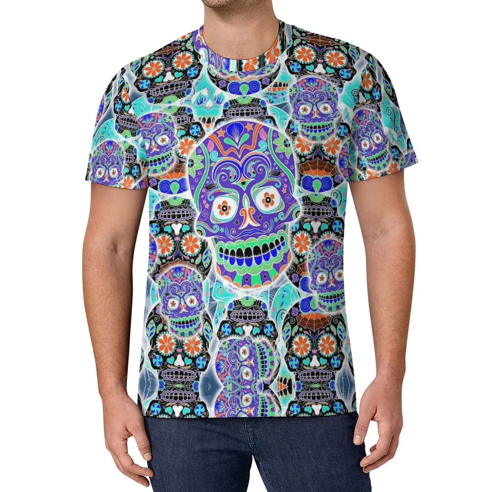 

Halloween Skull Crazy (11) Fashion Streetwear Sport Unique High Grade Activity Competition Tees USA Size