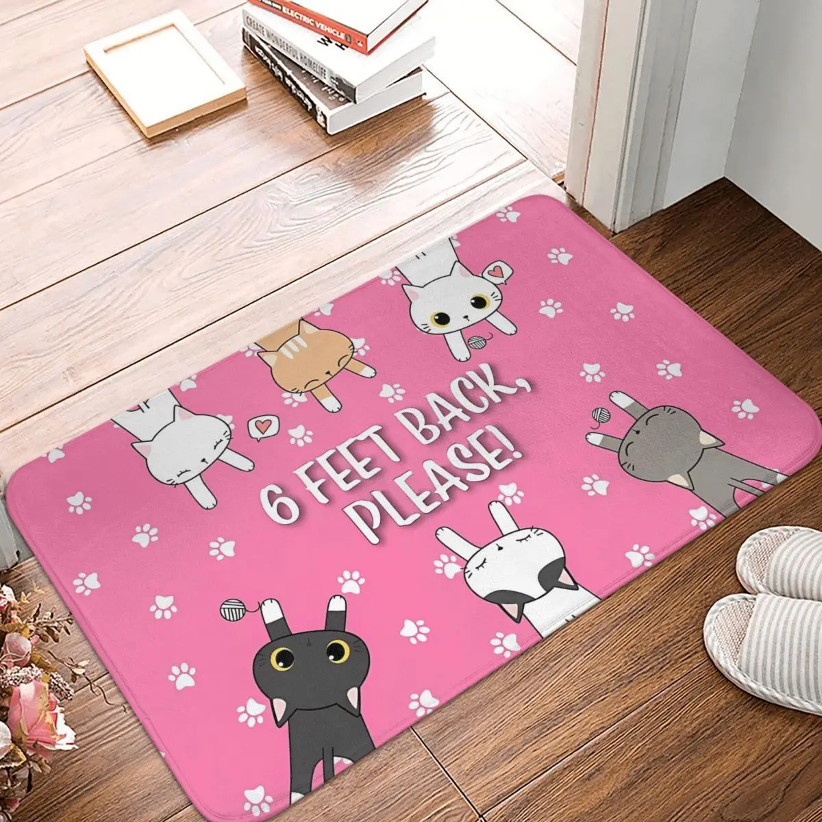 

Wipe Your Paws Bath Mat Cat Face Doormat Living Room Carpet Entrance Door Rug Home Decor